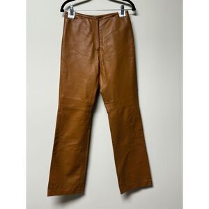 SILVIA Y MARIO Genuine Sheepskin Argentina Caramel Leather Pants, Sz S